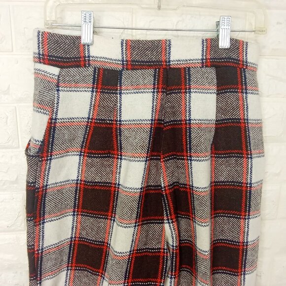 Vintage 60s-70s JC Penney Fashions Plaid Pants WideLeg Cuff Highrise Pocket (14) - Picture 11 of 11
